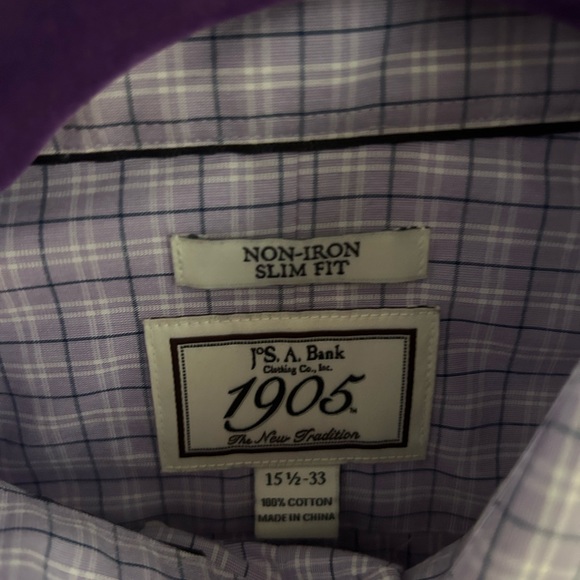 Jos A Bank Men’s button down non iron slim fit shirt size 15 1/2 - Picture 2 of 4